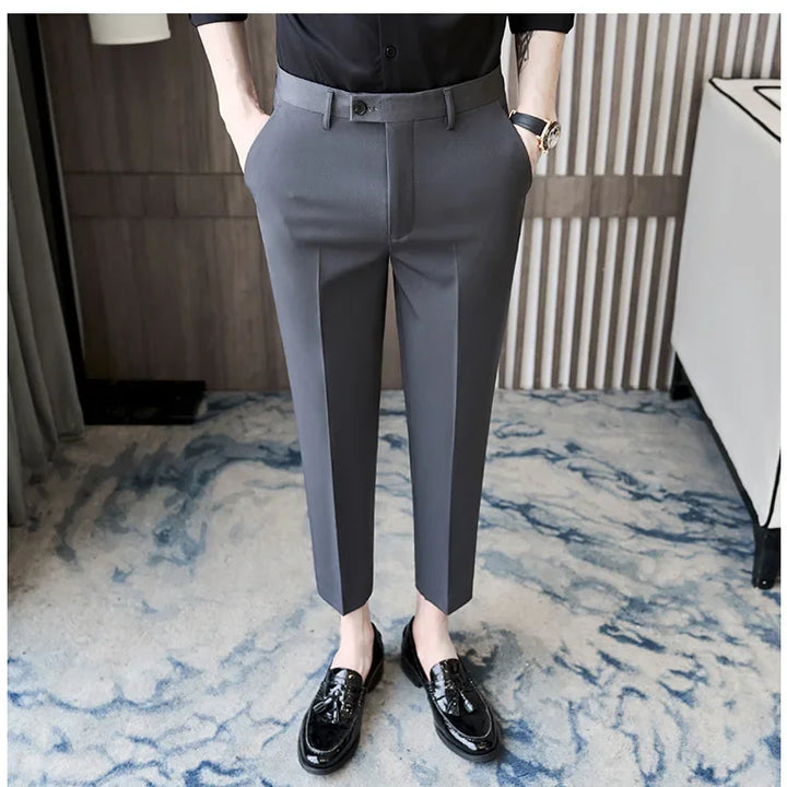 Fashionable Cropped Pants For Men Casual Trendy Spring Autumn New Arrival Small Trousers Draped No Ironing Cone Shaped Pants