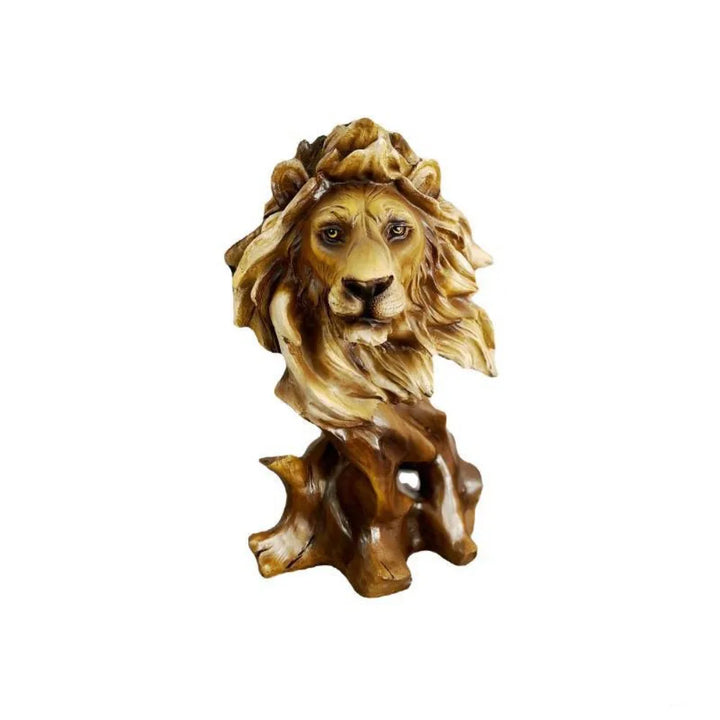 Resin Simulation Animal Statue Luxury Vivid Tiger Lion Head Ornament Retro Miniatures Figurine Sculpture Office