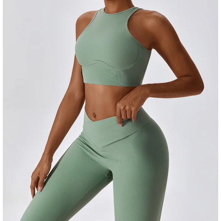 Women Seamless Rib Yoga Bra Female Fitness Crop Top Workout Gym Push Up Training Bra Athletic Back Hollow Yoga Vest Sportswear