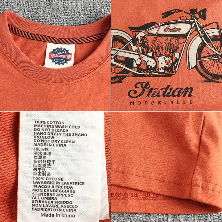 Fashionable men spring/summer new vintage printed short-sleeved T-shirt washed combed cotton fashion youth half-sleeved tee