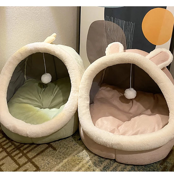 Pet Tent Cave Bed for Cats Small Dogs Self-Warming Cat Tent Bed Cat Hut Comfortable Pet Sleeping Bed Foldable Removable Washable