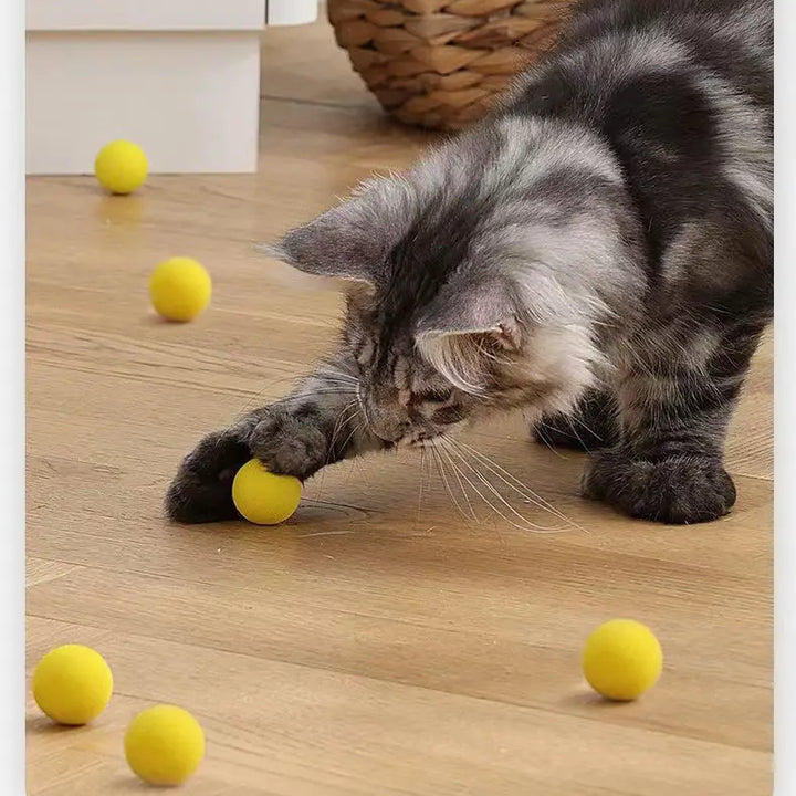 Launch Training Cat Toys Interactive Shooter Gun Teaser Plush Ball Pet Creative Games Stretch Mini Pompoms Kittens Supplies Gato