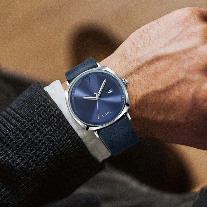 TOMI Men's Watch Minimalist Fashion Sports Watch Calendar Leather Casual Quartz Watch
