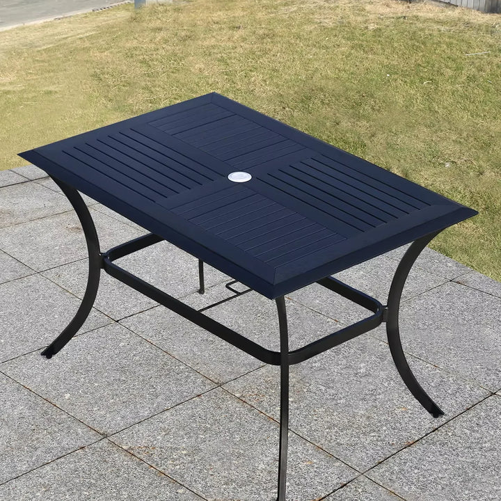 New Square Backyard Table 120cm Outdoor Table Rectangular Wood-plastic Patio Dining Table Metal Iron Modern Furniture