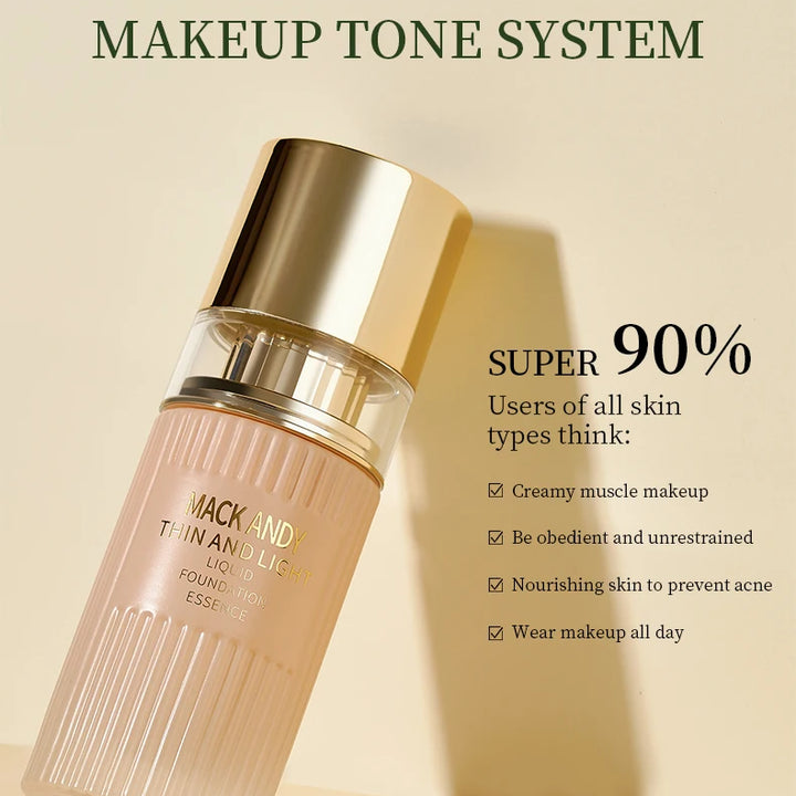 MACKANDY Serum Liquid Foundation Long-lasting Makeup, Full Coverage with Matte Finish, Radiant Formula for All Skin Types Vegan