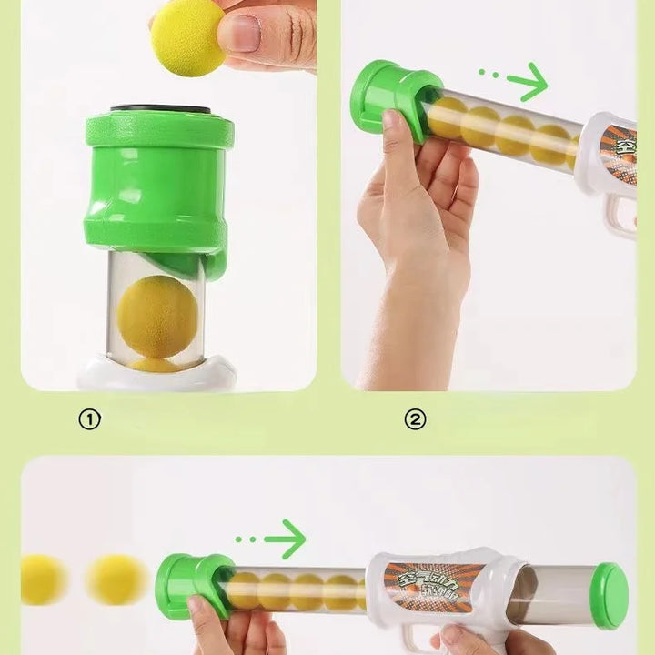 Launch Training Cat Toys Interactive Shooter Gun Teaser Plush Ball Pet Creative Games Stretch Mini Pompoms Kittens Supplies Gato