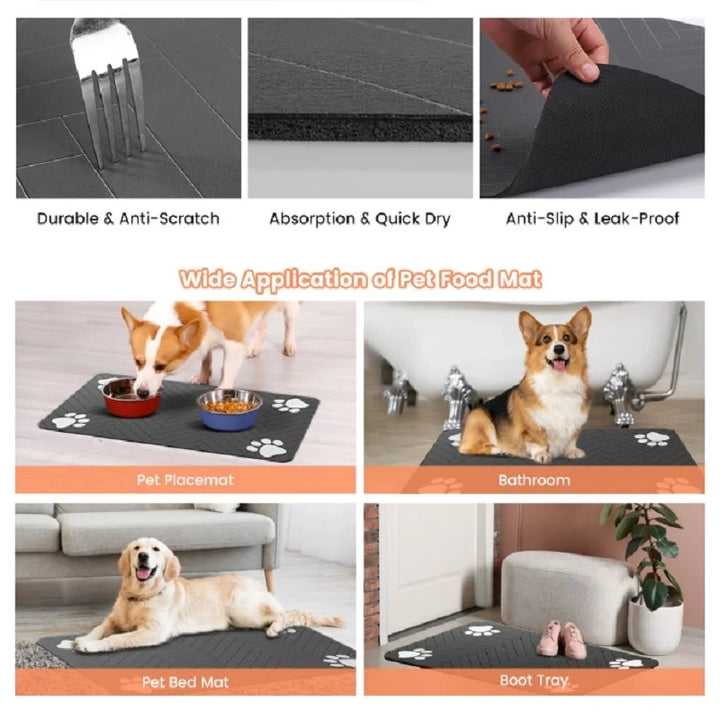 VIKAMA Pet Meal MATS Are Anti-slip, Water-absorbent, Easy to Maintain and Leak-proof. They Are Suitable for Both Dogs and Cats