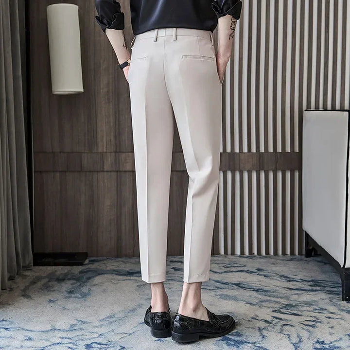 Fashionable Cropped Pants For Men Casual Trendy Spring Autumn New Arrival Small Trousers Draped No Ironing Cone Shaped Pants