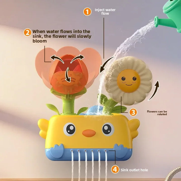 Children's bath toy watering flowers rotating fun water play bath toy bathroom spraying water shower