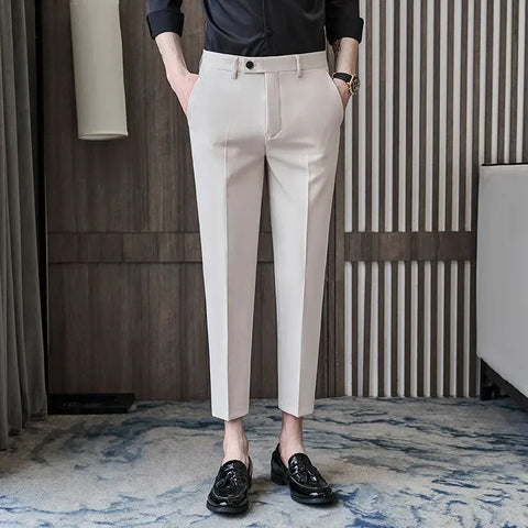 Fashionable Cropped Pants For Men Casual Trendy Spring Autumn New Arrival Small Trousers Draped No Ironing Cone Shaped Pants