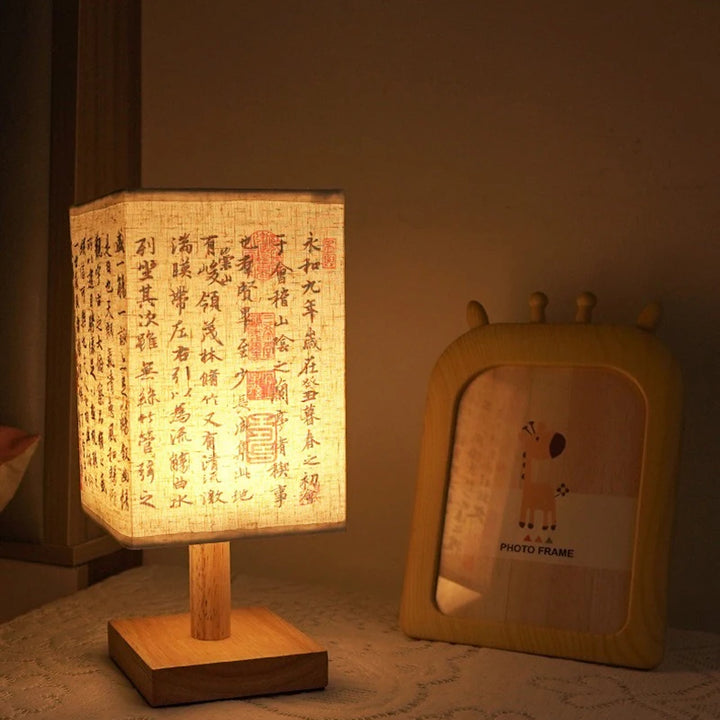 LED Square Decoration Table Lamps Simple Chinese Style Dimmable USB Plug Night Light Fabric Lampshade Bedroom Bedside Lights