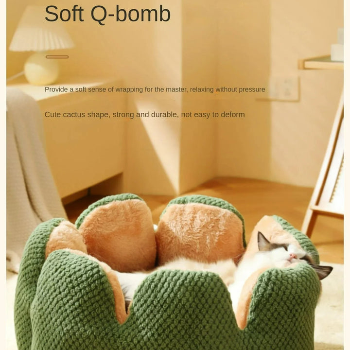 Petal Shaped Pet Bed, Plush Round Dog & Cat Cushion Mat with Knitted Texture, Ultra Soft Warm Nest for Kittens Puppies in Winter