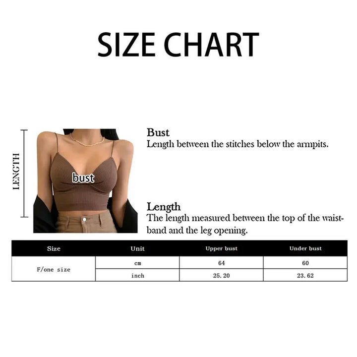 Rib Solid Women Seamless Crop Top Underwear Wire-Free V-Shaped Camisole Thin Straps Bra Bralette Lingerie One-Piece Tube Tops
