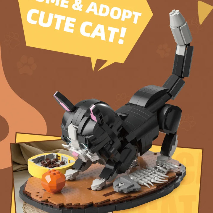 Cat Model Building Blocks Small Bricks Animal Toy DIY Pet Construction Kit for Kids Creative Play