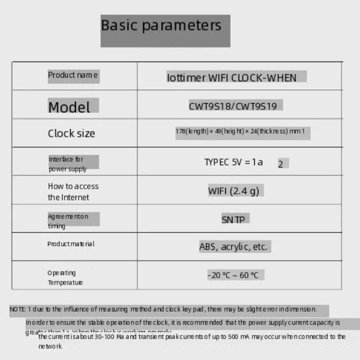 Network timing wifi clock High precision atomic clock Milliseconds display Holiday alarm clock OTA