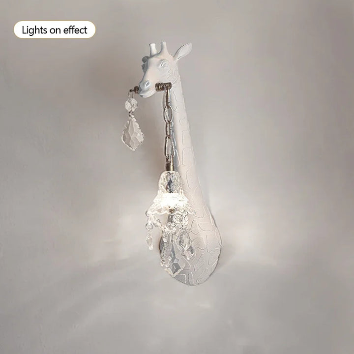 SANDYHA Giraffe Resin Led Wall Lamp for Bedroom Bedside Living Room Lamp Designer Luxury Crystal Aisle Light Home Decor Fixtures