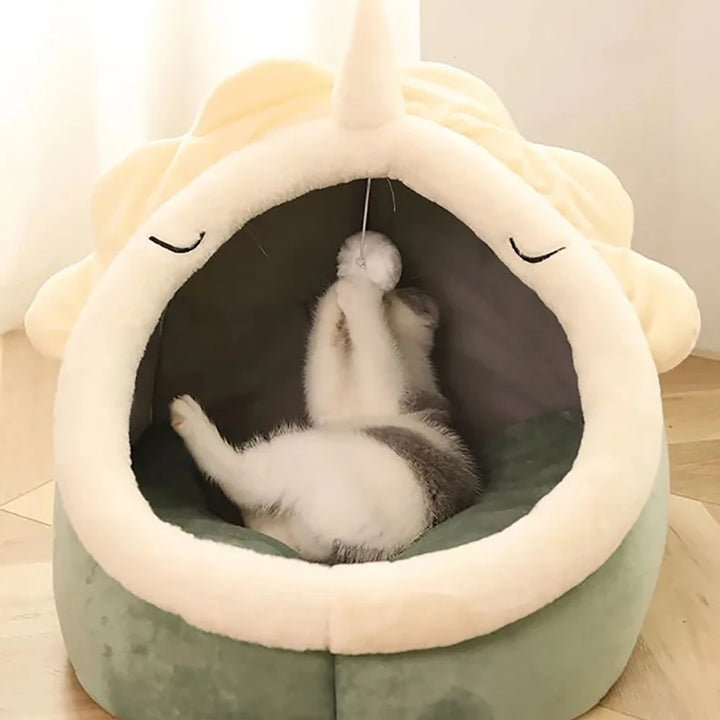 Pet Tent Cave Bed for Cats Small Dogs Self-Warming Cat Tent Bed Cat Hut Comfortable Pet Sleeping Bed Foldable Removable Washable