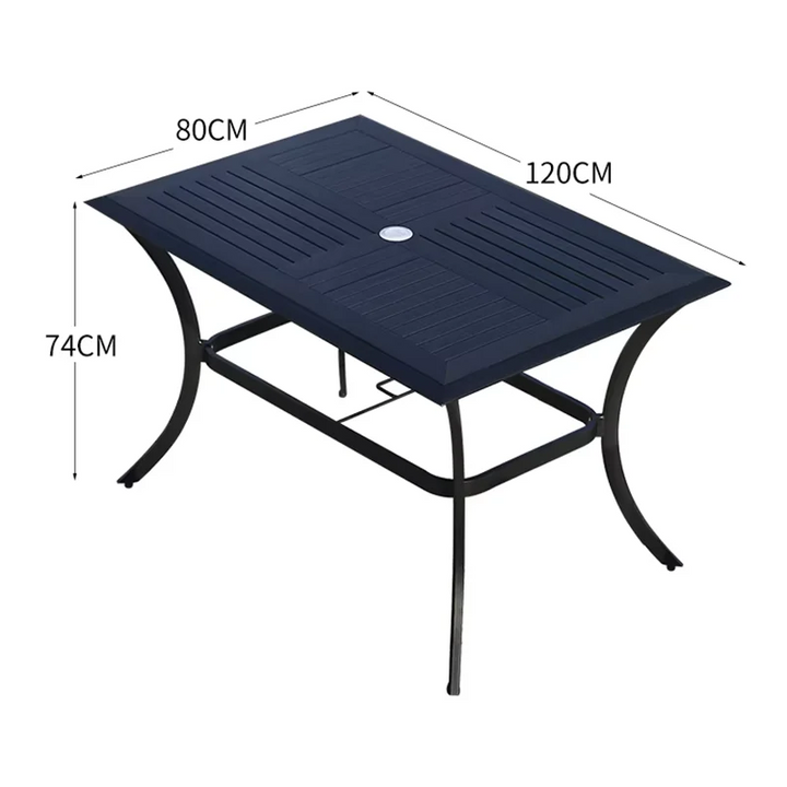 New Square Backyard Table 120cm Outdoor Table Rectangular Wood-plastic Patio Dining Table Metal Iron Modern Furniture