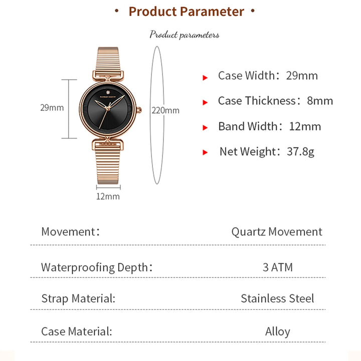 2025 New Women's Watch Top Brand Leisure Fashion 29mm Mini Dial Stainless Steel Mesh Strap Nordic Simple 3Bar Waterproof Watches