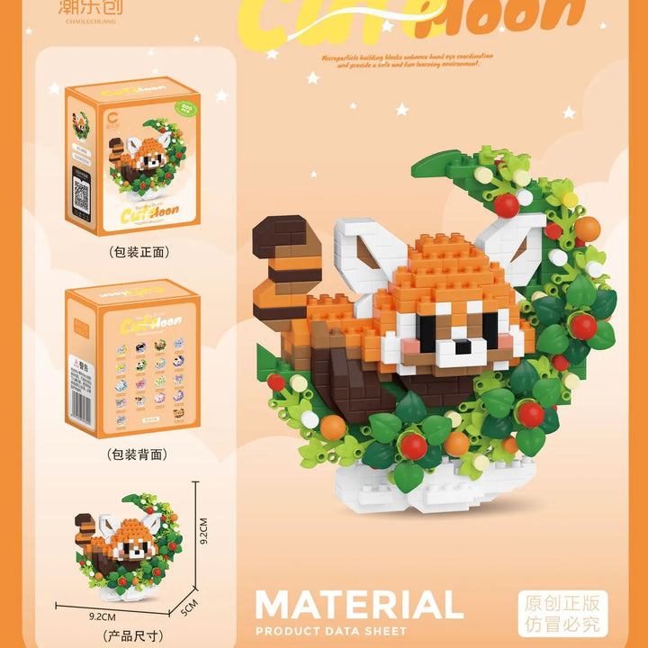 Mini Dog Cat panda raccoon Cute Pet Small Building Block Model Series Ornaments Children's Toy Christmas Birthday Gifts for Kids