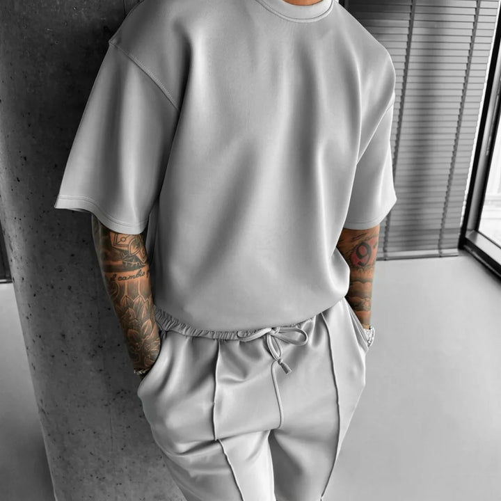 Men 2025 summer fashion sports design sense simple casual solid color quick drying short-sleeved T-shirt trend clothes