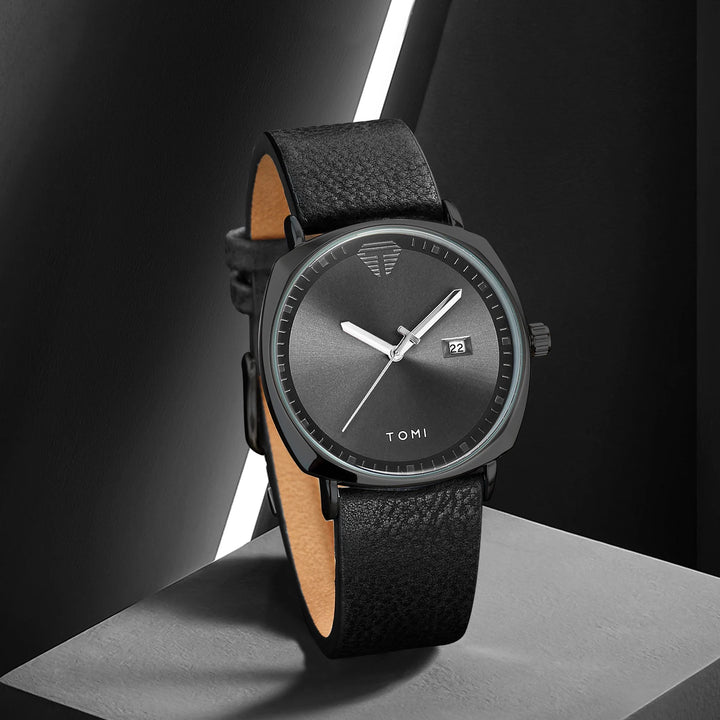 TOMI Men's Watch Minimalist Fashion Sports Watch Calendar Leather Casual Quartz Watch