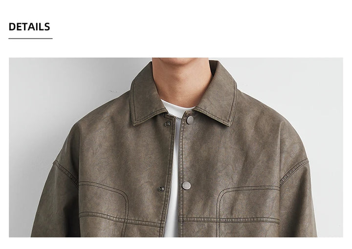 Fashion Men‘s Leather Jacket British Style 2025 Autumn Winter Retro Warm Solid Casual Slimming Short Jacket Coats Men Clothing