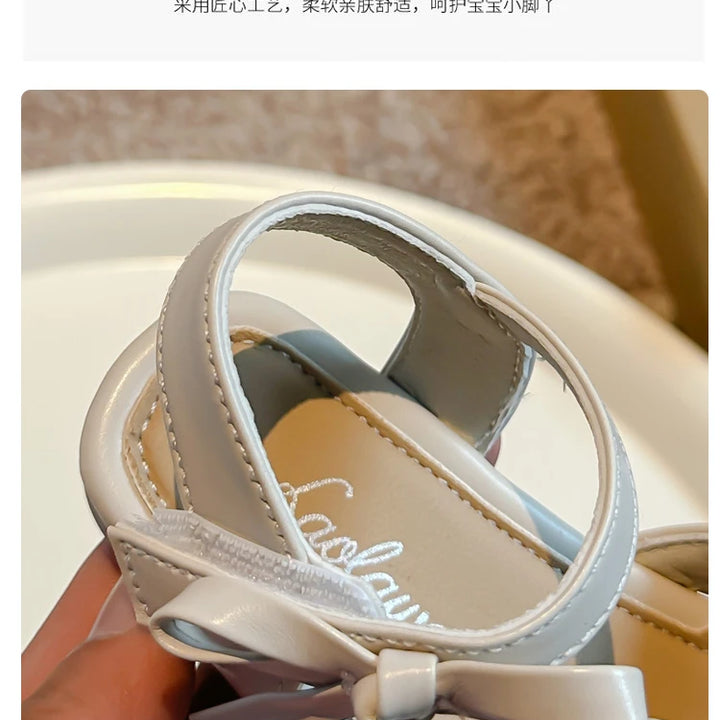 Sandálias Sandals for Girls Sweet Bowtie Baby Shoes Hollow Out Non-slip Sandals for Toddlers Children Soft Sole Kids Shoesصنادل