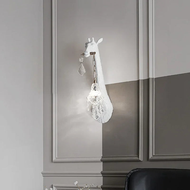 SANDYHA Giraffe Resin Led Wall Lamp for Bedroom Bedside Living Room Lamp Designer Luxury Crystal Aisle Light Home Decor Fixtures