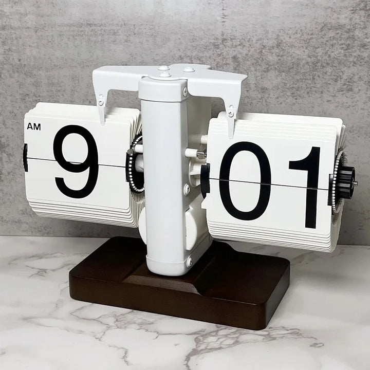 Table Clock Mechanical Automatic Page Turning Clock Retro Decoration Living Room Bedroom Office Desktop Decoration