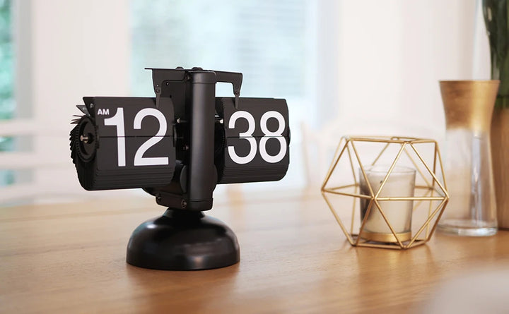 Table Clock Mechanical Automatic Page Turning Clock Retro Decoration Living Room Bedroom Office Desktop Decoration