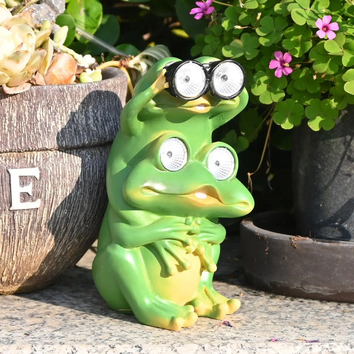 Resin Solar Animals Statue Sculpture Garden Decor Light Cute Ornaments Garden Art Decoration Outdoor Front Porch Patio Yard Home