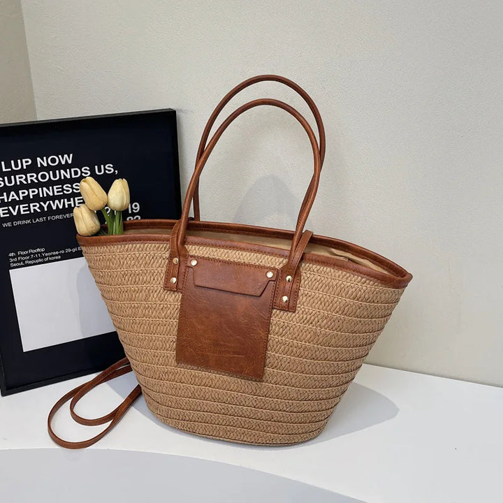 Summer Straw Shoulder Bag Women Hanabags Fashion Woven Crossbody Bags Large Capacity Totes 4 Shoulder Strap Travel Beach Bags
