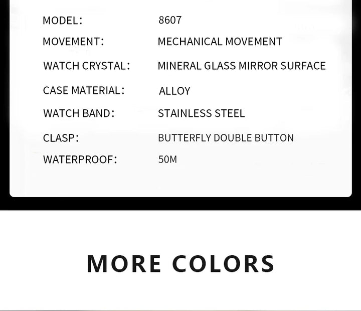 Men's Automatic Mechanical Watch with Tourbillon Waterproof Luminous Stainless Steel Strap Luxury Multi-Functional Timepiece