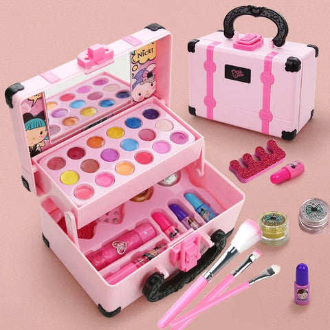 Kid Make Up Set Beauty Toy Cosmetics Playing Box Princess Makeup Girl Toy Play Set Lipstick Eye Shadow Safety Nontoxic Girl Gift