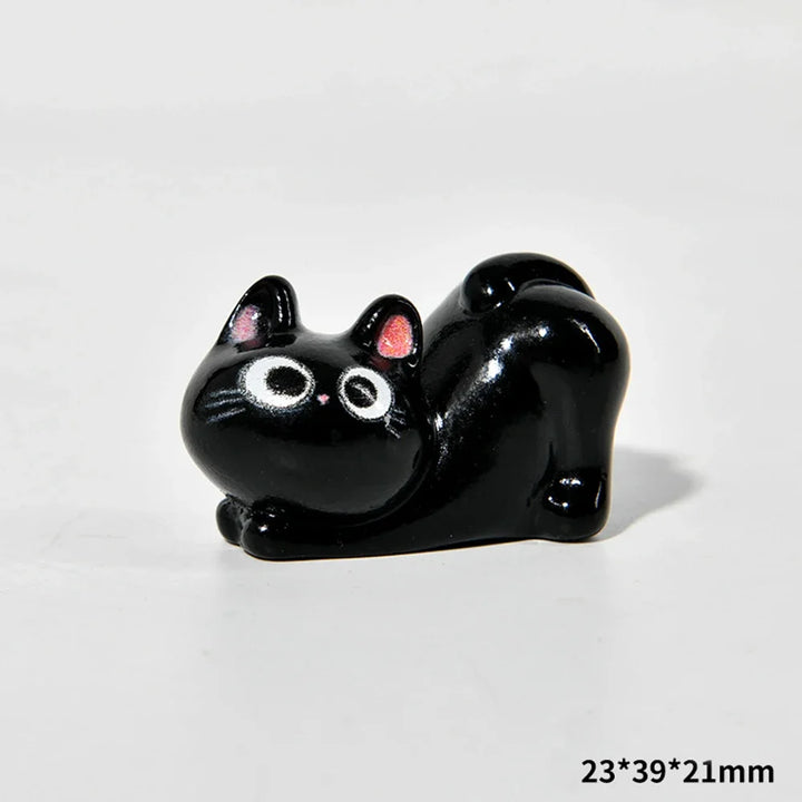 Estatueta de gatos de resina de desenho animado, mini gatinho,  ornamentos para casa, criativo, desktop, carro, montado,