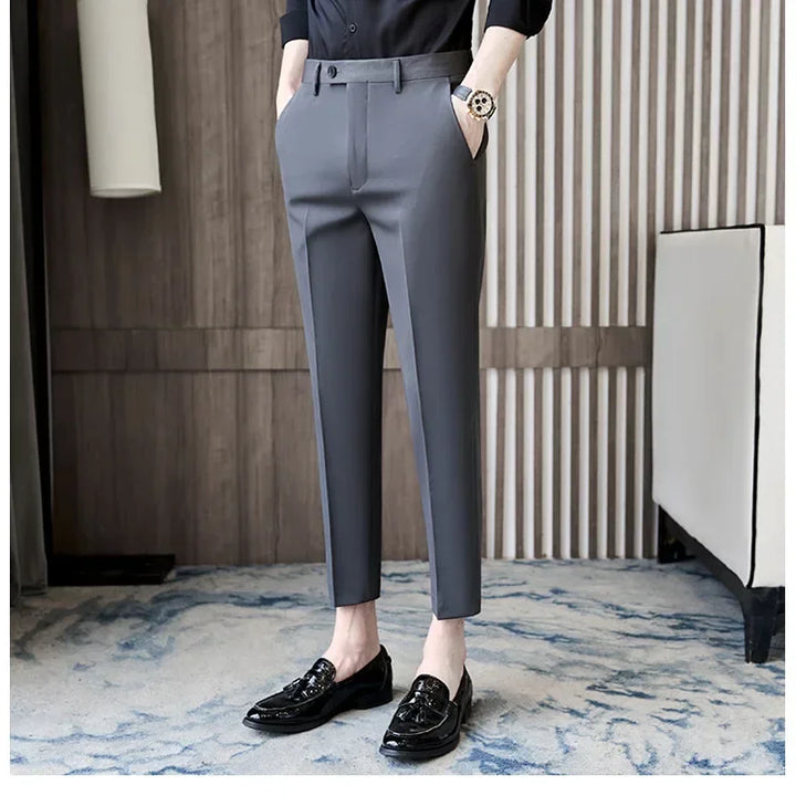 Fashionable Cropped Pants For Men Casual Trendy Spring Autumn New Arrival Small Trousers Draped No Ironing Cone Shaped Pants