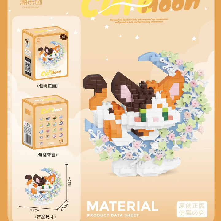 Mini Dog Cat panda raccoon Cute Pet Small Building Block Model Series Ornaments Children's Toy Christmas Birthday Gifts for Kids