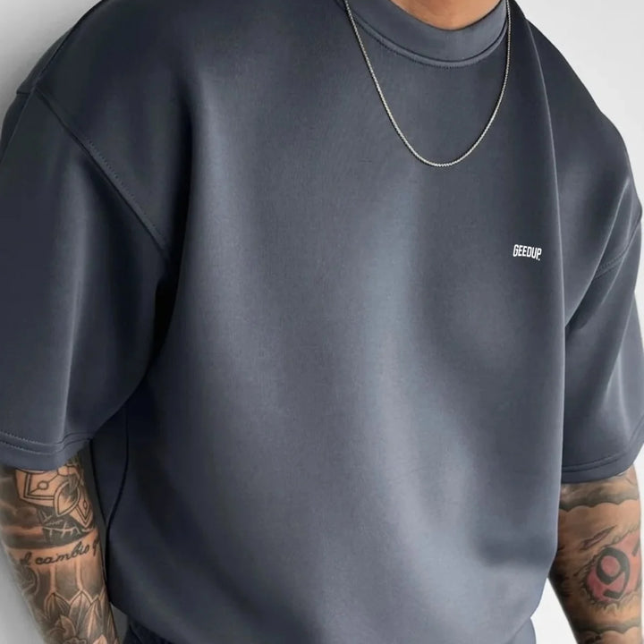 Men 2025 summer fashion sports design sense simple casual solid color quick drying short-sleeved T-shirt trend clothes