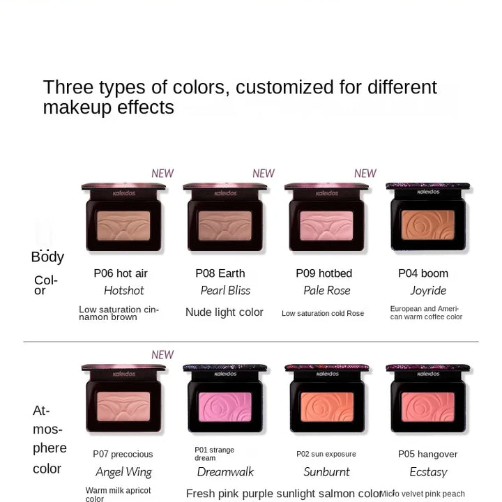Kaleidos Blush Palette Makeup Waterproof Matte Finish For Cheek Facial Blusher On Vegan Korean Cosmetics Cruelty Free