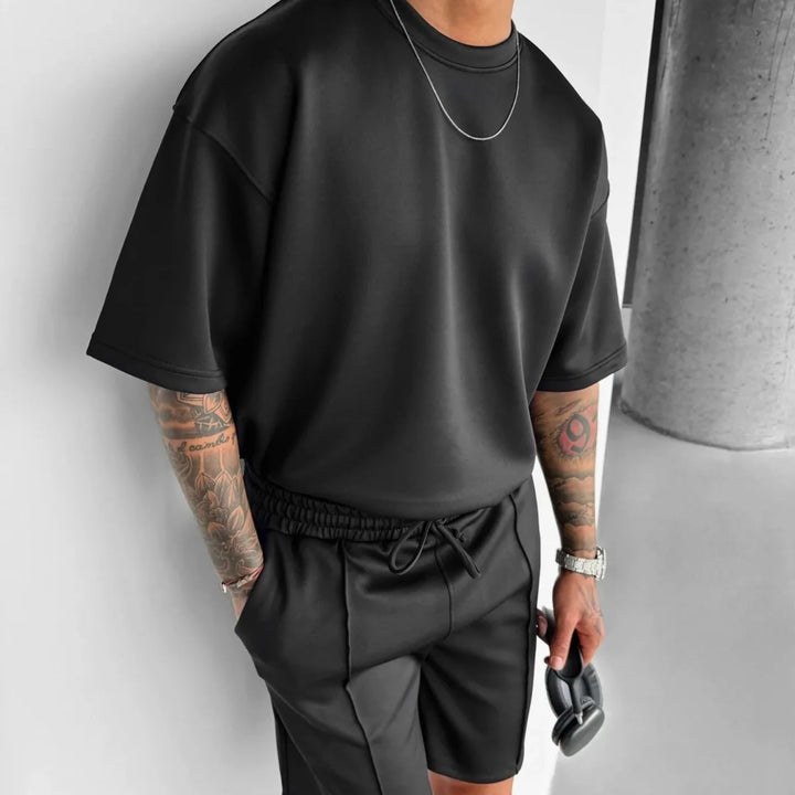 Men 2025 summer fashion sports design sense simple casual solid color quick drying short-sleeved T-shirt trend clothes