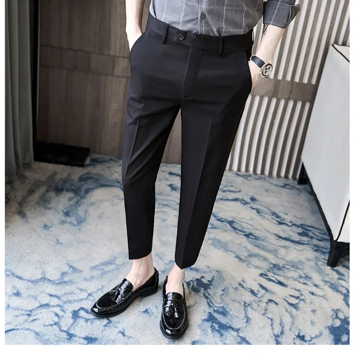 Fashionable Cropped Pants For Men Casual Trendy Spring Autumn New Arrival Small Trousers Draped No Ironing Cone Shaped Pants