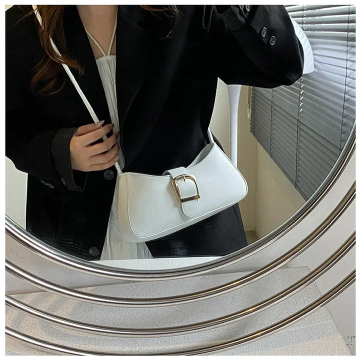 Bolsa de ombro feminina cor sólida popular pequeno saco tendência verão 2025 nova moda crossbody saco textura ombro axilas saco