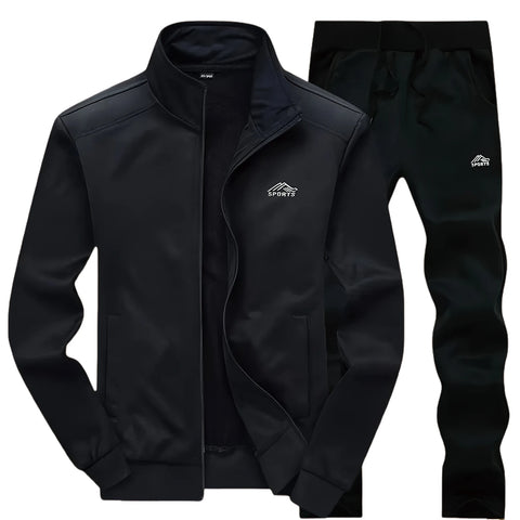 Men's sportswear suit; Autumn fashion stand-upEmbroidered Zipper Jacket; Men's sports pants; fashion running fitness leisure sui
