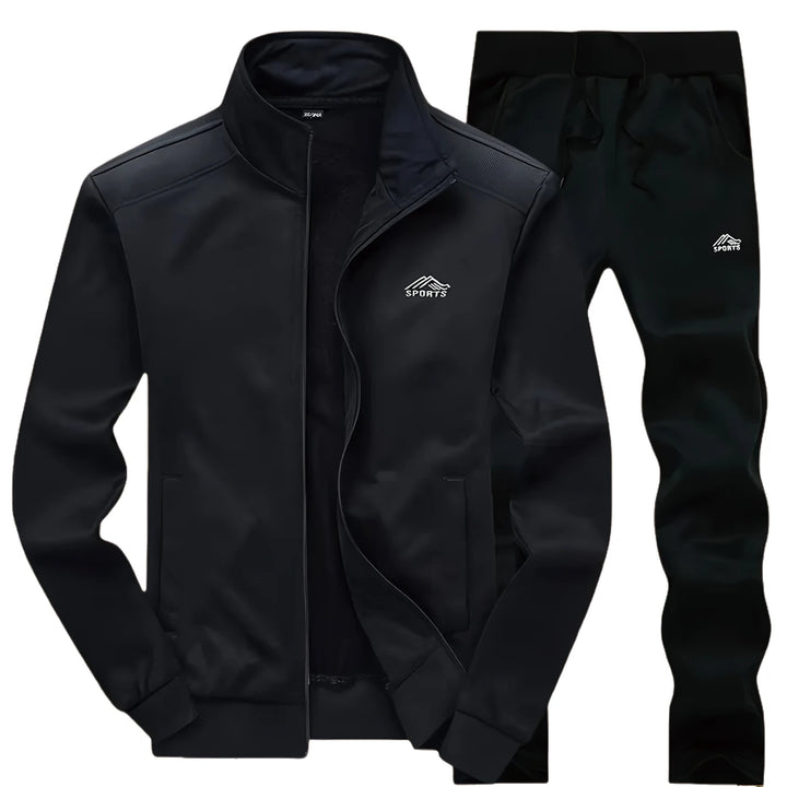 Men's sportswear suit; Autumn fashion stand-upEmbroidered Zipper Jacket; Men's sports pants; fashion running fitness leisure sui