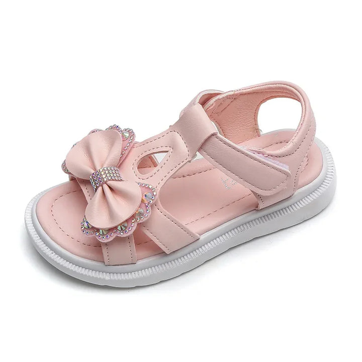 Kid Shoe Girl Soft Soles Casual Shoe Fashionable Princess Shoes New Water Diamond Beach Shoes Bow Shaped Girl Sandals Sandálias