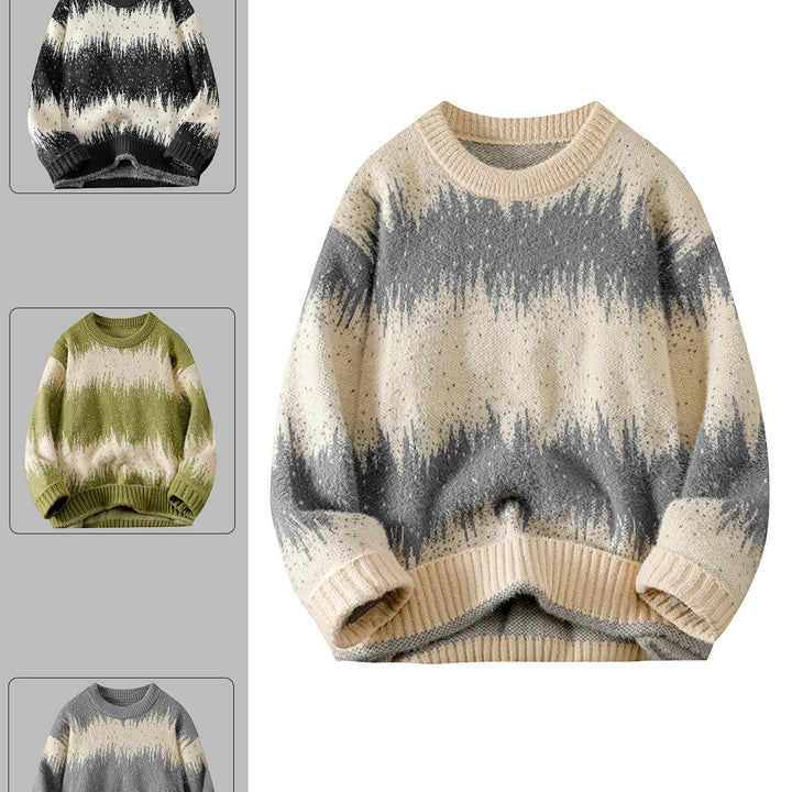 Men's Casual Tops, Asymmetrical Color-Blocked Knitwears, Single-Piece Sweaters, Suitable for Daily Home, Travel, Parties, Commuting, Outdoor Fashion and Versatile, Showing Elegant, Street Fashion, Travel Clothing.