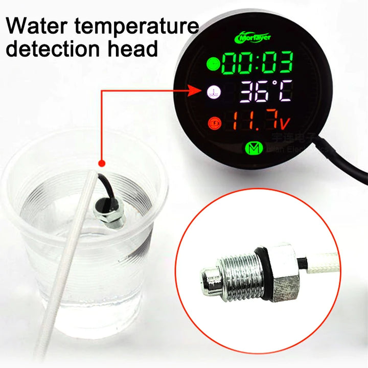 Digital Motorcycle Electronic Clock DC 9V-24V Digital Time Clock + Water Thermometer +Voltage Voltmeter Motorcycle Time Clock