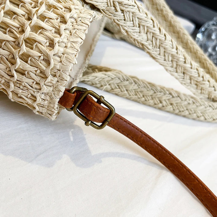 Summer Straw Bag Women Large Capacity  Shoulder Messenger Bags Handmade Woven Handbag Bohemia Vacation Rattan Beach Purse 2024