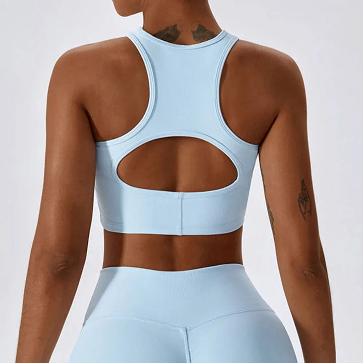 Women Seamless Rib Yoga Bra Female Fitness Crop Top Workout Gym Push Up Training Bra Athletic Back Hollow Yoga Vest Sportswear